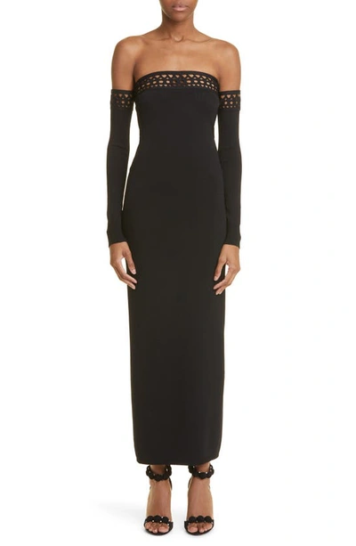 Alaïa Vienne Off-shoulder Maxi Dress In Black