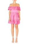 Endless Rose Scalloped Off The Shoulder Broderie Anglaise Dress In Fuchsia
