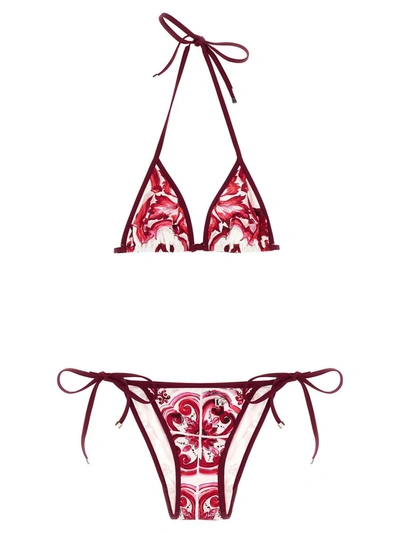 Dolce & Gabbana Maiolica Bikini Beachwear Fuchsia