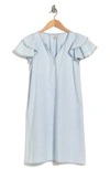 Habitual Double Ruffle Sleeve Shift Dress In Mist