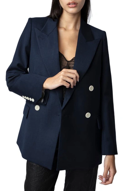 Zadig & Voltaire View Double Breasted Jacket In Encre