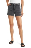 Wit & Wisdom 'ab'solution High Waist Denim Utility Shorts In Washed Black Vintage