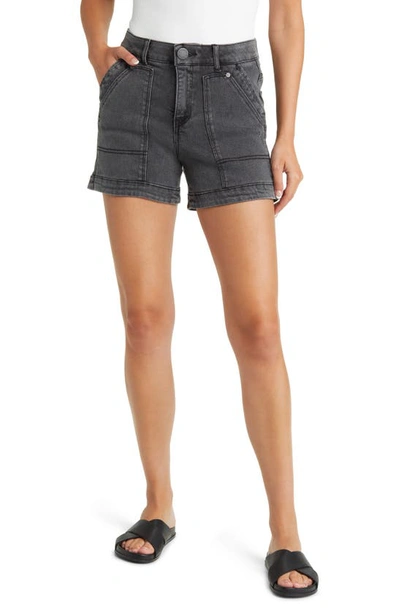 Wit & Wisdom 'ab'solution High Waist Denim Utility Shorts In Washed Black Vintage