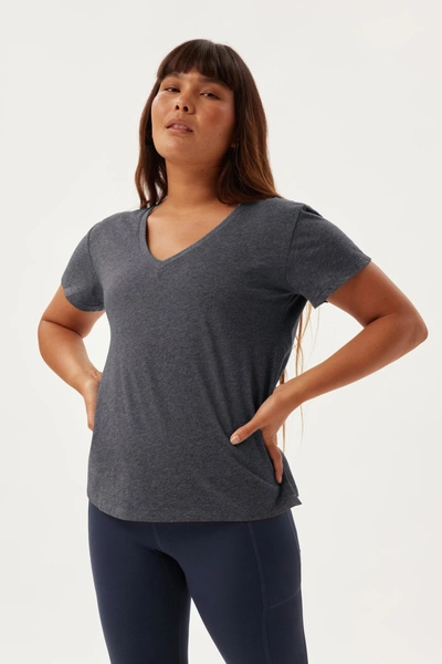 Girlfriend Collective Charcoal Heather Recycled Cotton Classic V-neck