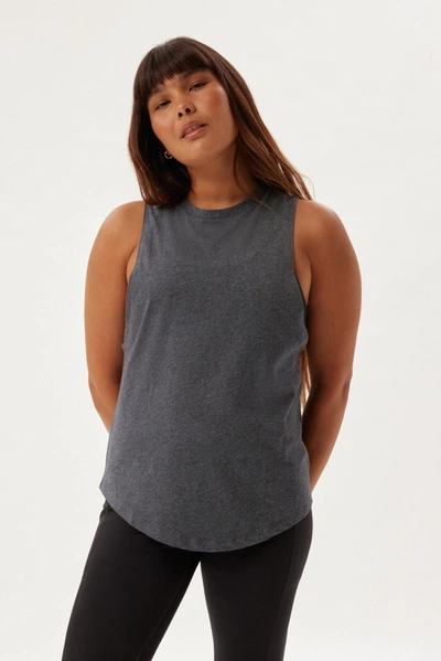 Girlfriend Collective Charcoal Heather Recycled Cotton Muscle Tee