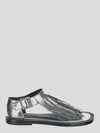 Jil Sander Mirror Leather Sandal In Silver
