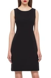 Akris Sleeveless Double Face Wool Crepe Sheath Dress In Black