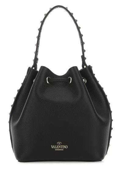 Valentino Garavani Rockstud Drawstring Bucket Bag In Black