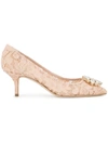 Dolce & Gabbana Crystal-embellished Corded Lace And Mesh Pumps In Neutrals