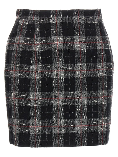 Alessandra Rich Check Wool Skirt In Black