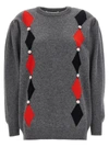 ALESSANDRA RICH DIAMOND SWEATER, CARDIGANS GRAY