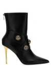 Balmain Black Ankle Boots Embellished With Gold Embossed Buttons