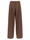 THEORY LOW RISE PLEATED PANTS BROWN