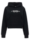 Palm Angels Cropped Black Pullover Hoodie With Front Kangaroo Pocket