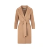 's Max Mara Belted Shawl-collar Wool Coat In Nude &amp; Neutrals