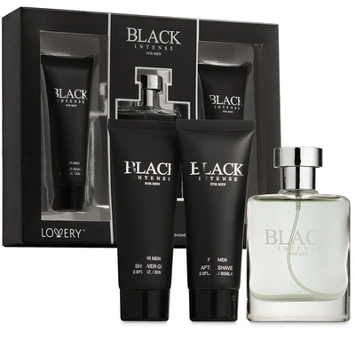 Lovery Black Intense Mens Bath And Body Home Spa Gift - 3pc Beauty Set