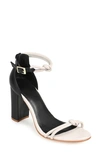 Journee Signature Jettah Ankle Strap Sandal In Black/ Bone