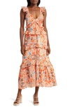 MISA MORRISON FLORAL TIERED RUFFLE COTTON DRESS