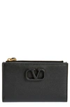 Valentino Vlogo Leather Card Case In 0no Nero