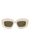 Loewe Silver Screen 49mm Rectangular Sunglasses In Ivory