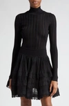 Alaïa Black Shiny Crinoline Turtleneck In Noir Alaia