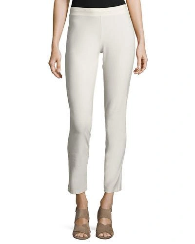 Eileen Fisher System Washable Crepe Slim-leg Ankle Pants, Regular & Plus Sizes In Bone