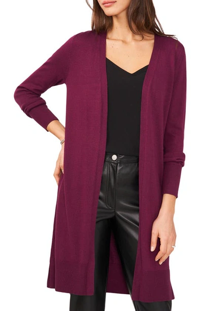 Halogen Open Front Longline Cardigan In Grape Wine