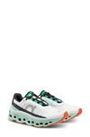 On Cloudmster Mesh Running Shoes In Undyed White/ Creek
