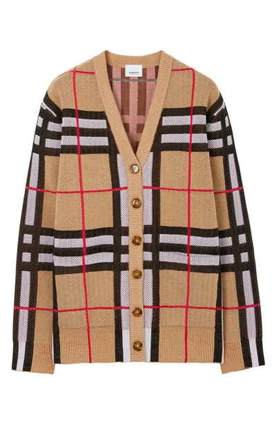 Burberry Check Technical Cotton Cardigan In Brown