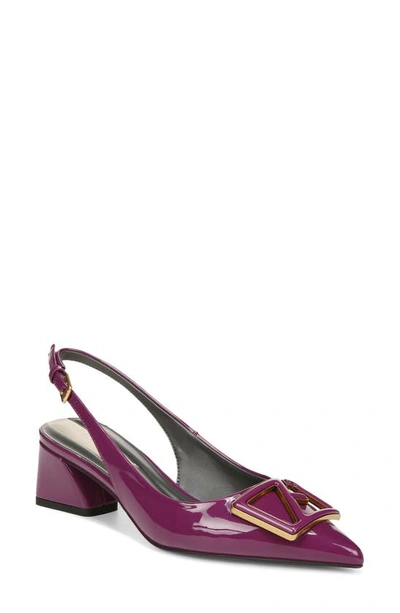 Franco Sarto Racer Slingback Pointed Toe Pump In Raspberry Faux Patent
