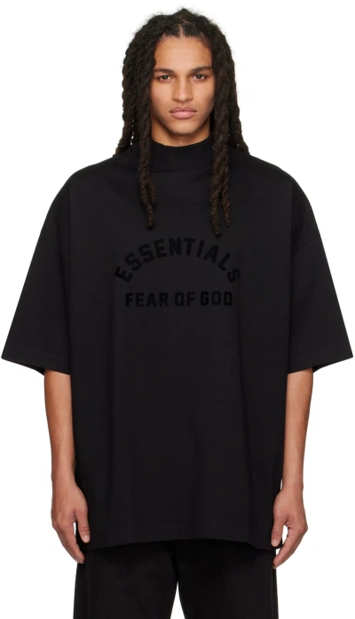 Essentials Logo-print Drop-shoulder T-shirt In Black