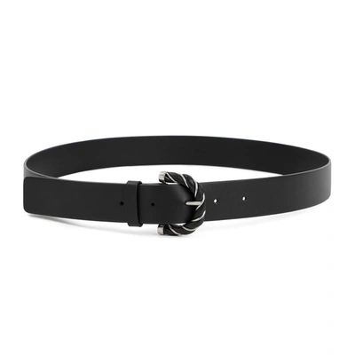 Bottega Veneta Braided Buckle Leather Belt In Black