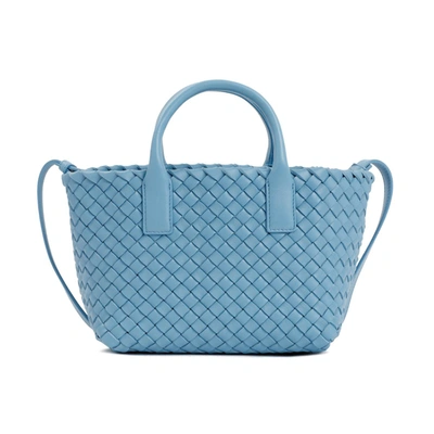 Bottega Veneta Womens Windswept-gold Cabat Mini Intrecciato Leather Tote Bag In Blue
