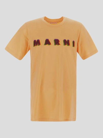 Marni 3d Logo Print T-shirt In Orange