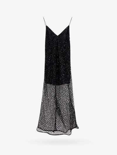 The Nina Studio The Mantis Sequins Embroidered Long Dress In Black