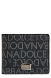Dolce & Gabbana Allover Logo Billfold Wallet In Black/ Grey