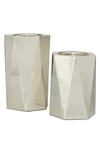 Vivian Lune Home Silvertone Stainless Steel Glam Candle Holder In Silver