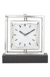 VIVIAN LUNE HOME SILVER STAINLESS STEEL CLOCK WITH BLACK BASE