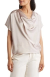 RENEE C RENEE C COWL NECK SHORT SLEEVE SATIN TOP