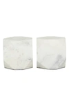 COSMO BY COSMOPOLITAN WHITE MARBLE BLOCK GEOMETRIC BOOKENDS
