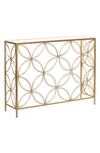 VIVIAN LUNE HOME GOLDTONE METAL CONTEMPORARY CONSOLE TABLE WITH MIRRORED TOP