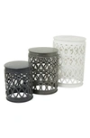 WILLOW ROW MULTICOLORED METAL CONTEMPORARY GEOMETRIC ACCENT TABLE WITH LASER CARVED TRELLIS DESIGN