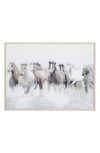 SONOMA SAGE HOME GRAY CANVAS HANDMADE HORSE FRAMED WALL ART WITH BROWN FRAME