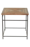 SONOMA SAGE HOME BLACK METAL RUSTIC ACCENT TABLE WITH BROWN WOOD TOP