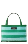 Kate Spade Sam Icon Seaside Mini Stripe Sequin Tote Bag In Fresh Greens Multi