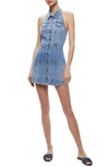 Alice And Olivia Kendall Denim Halterneck Mini Dress In Ivy Blue