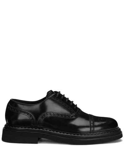 Dolce & Gabbana Francesina Derby Shoes In Black