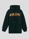 Marni Side Slits Logo Sweatshirt In Green