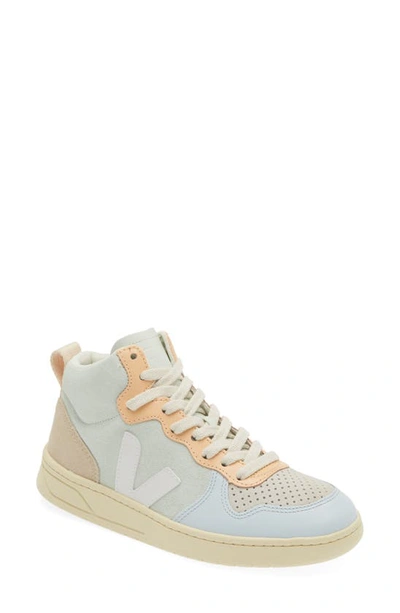 Veja V-15 High Top Sneaker In Jade White-multico