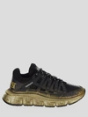 Versace Logo Sneakers In Black+gold